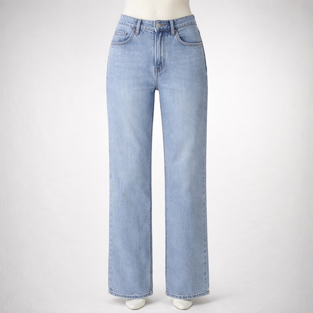 Levis‎ Premium Ribcage Straight Ankle Jeans Light Wash Blue High Rise Denim